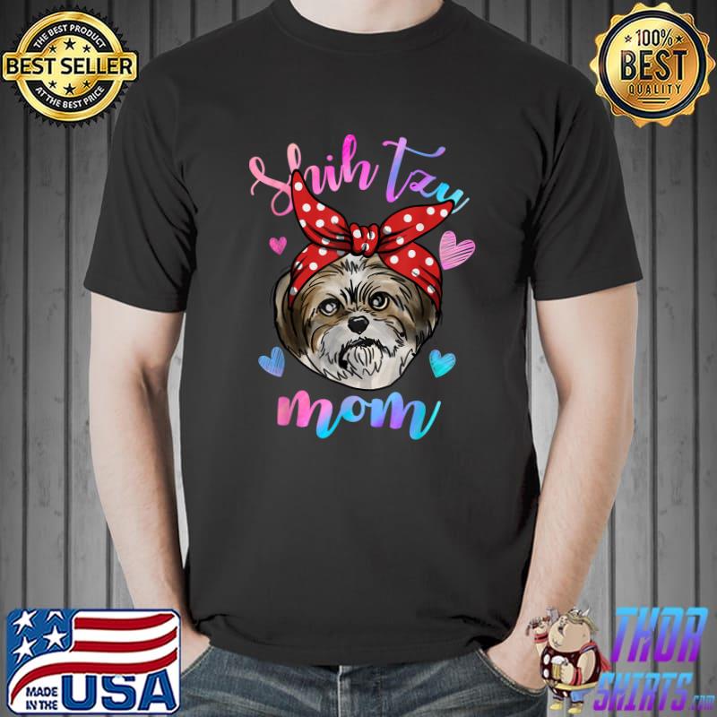 Shih Tzu Dog Lover Hearts Cute Mom Mama Mother T-Shirt