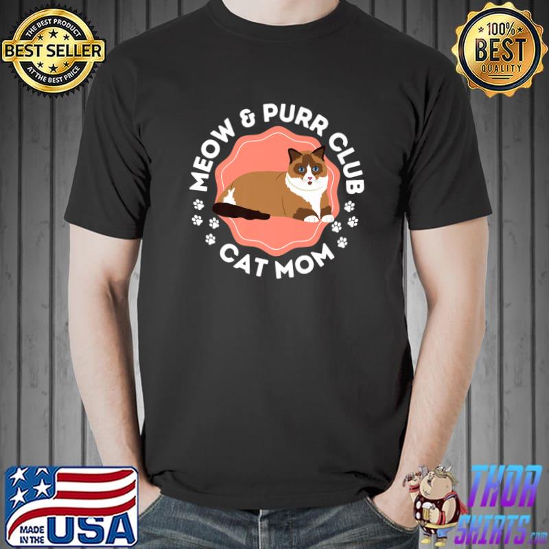 Siamese Cat Meow & Purr Club Cat Dad Paw Cat T-Shirt