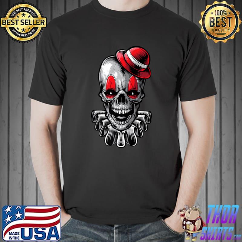 Skeleton Skull Clown Skull Circus Clown Face Scary Clown T-Shirt