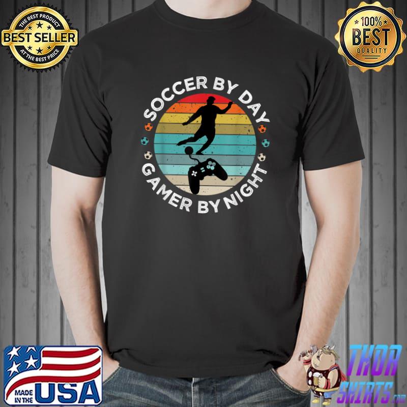 Soccer By Day Gamer By Night For Soccer Player & Gamer Vintage T-Shirt
