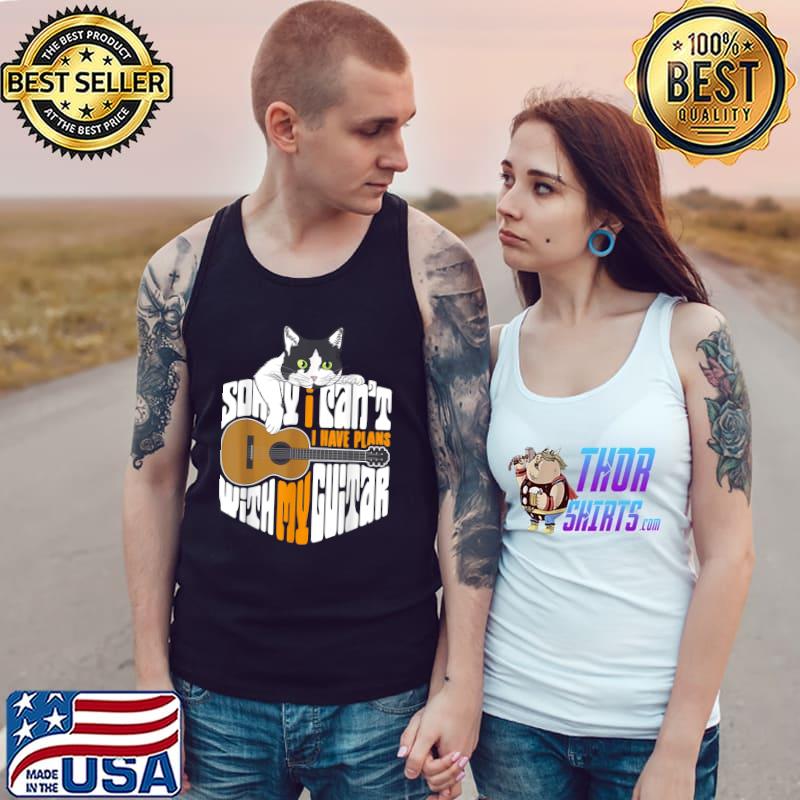 Sorry I Can't I Have Plans With My Guitar Cat Sayings T-Shirt Tank Top
