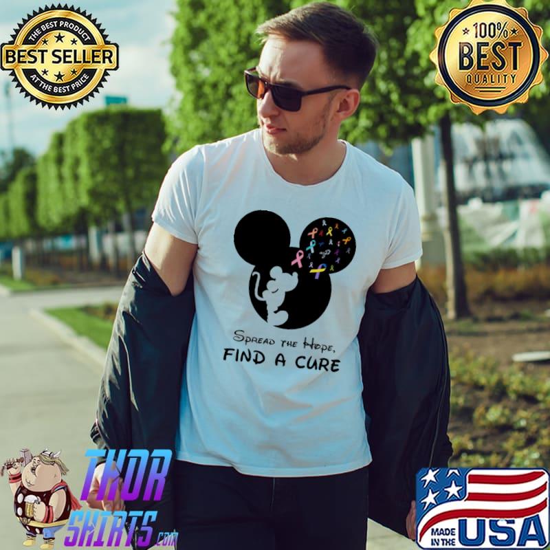 Spread The Hope Find A Cure Mickey Cancer Shirt