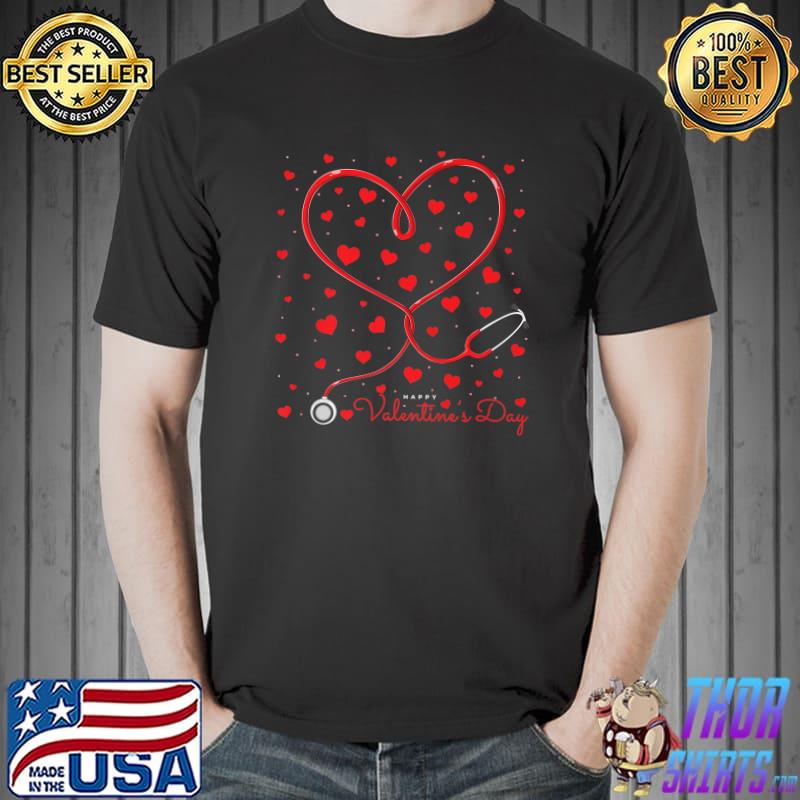 Stethoscope Hearts Happy Valentines Day Nurse T-Shirt