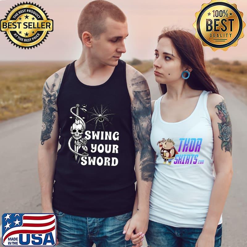 Swing Your Sword Skull And Spider Rose Flower T-Shirt Tank Top
