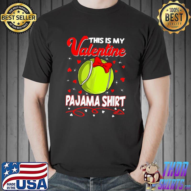 This Is My Valentines Tennis Pajama Ribbon Red Hearts T-Shirt