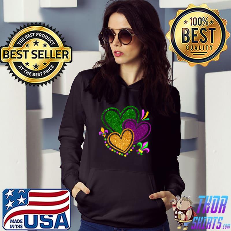 Three Mardi Gras Hearts Mardi Gras Mardi Gras Costume T-Shirt Hoodie