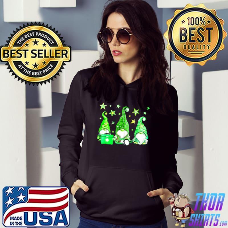 Three Nurse Gnomes St Patrick's Day Tee Nursing Lover Gifts Stars T-Shirt Hoodie