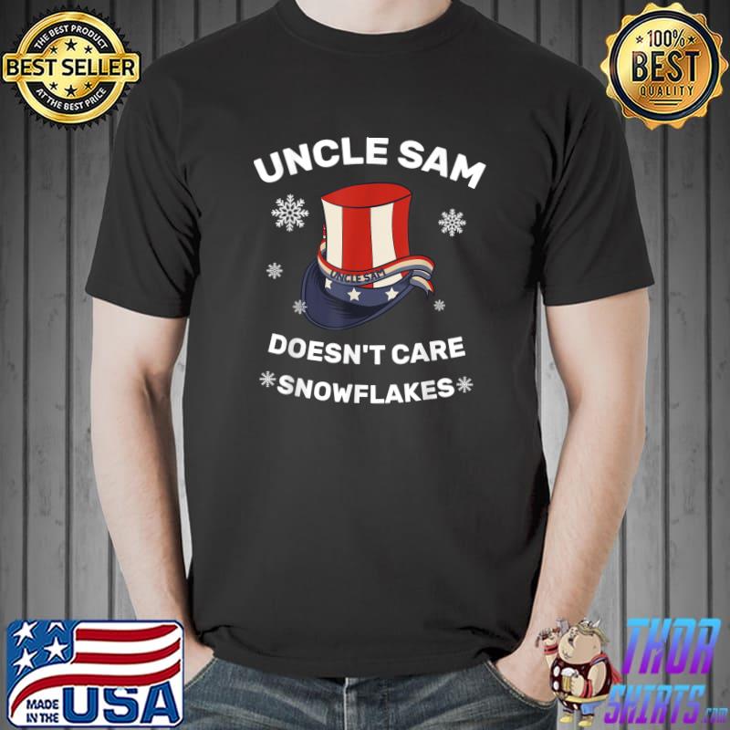 Uncle Sam Doesn't Care Snowflakes American Flag T-Shirt