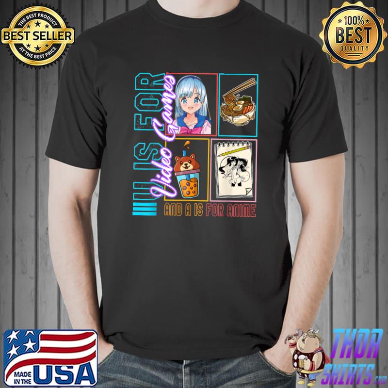 V Is For Video Games And A Is Fornime Anime Otaku Girl Japa T-Shirt