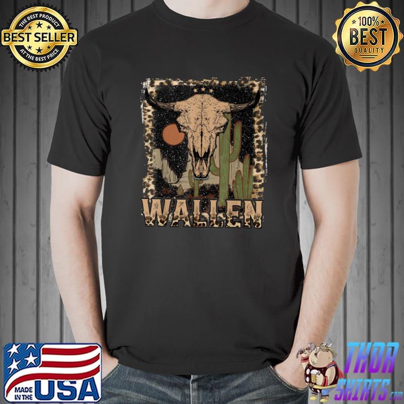 Wallen Western Wallen Bullhead Tee Cowboy Wallen Cactus Leopard T-Shirt