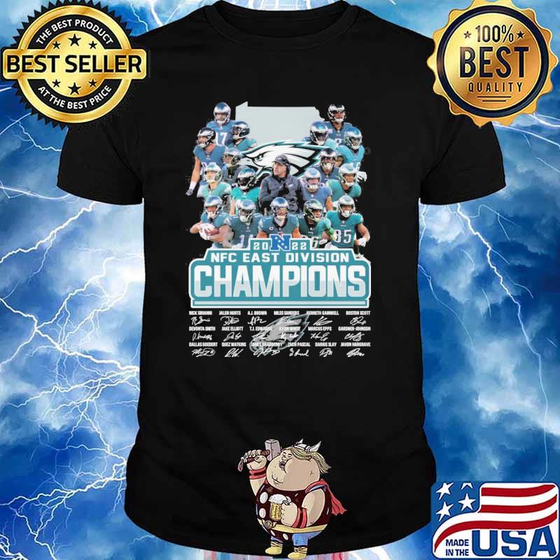 Philadelphia Eagles 2022 NFC East Division Champions Signatures shirt,  hoodie, sweater, long sleeve and tank top