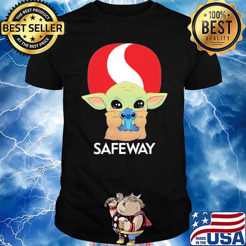Baby Yoda hug Stitch Safeway shirt