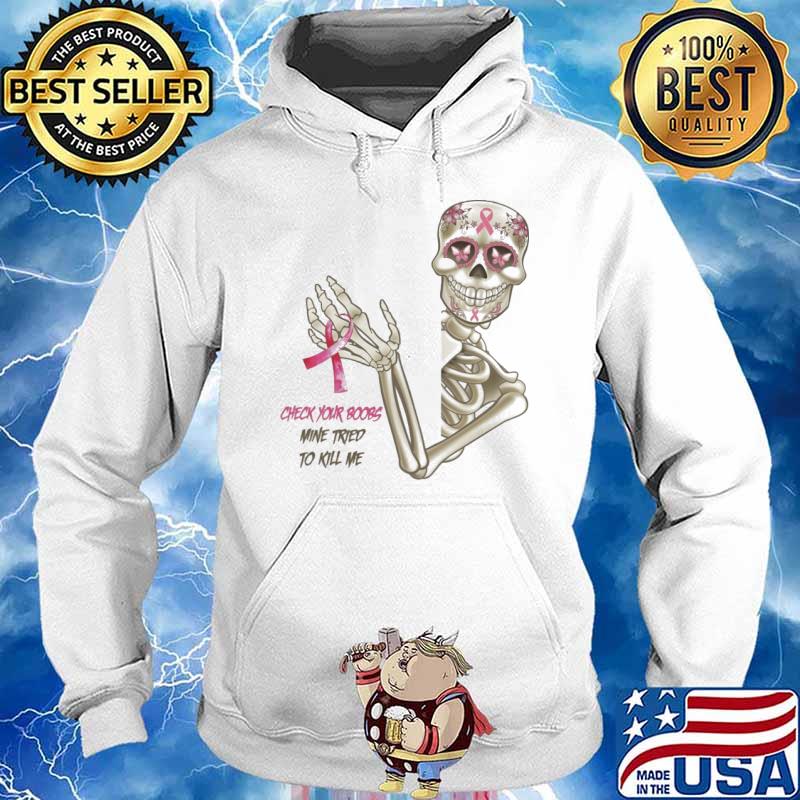 : Check Your Boobs Mine Tried To Kill Me Breast Cancer Zip Hoodie  : Clothing, Shoes & Jewelry