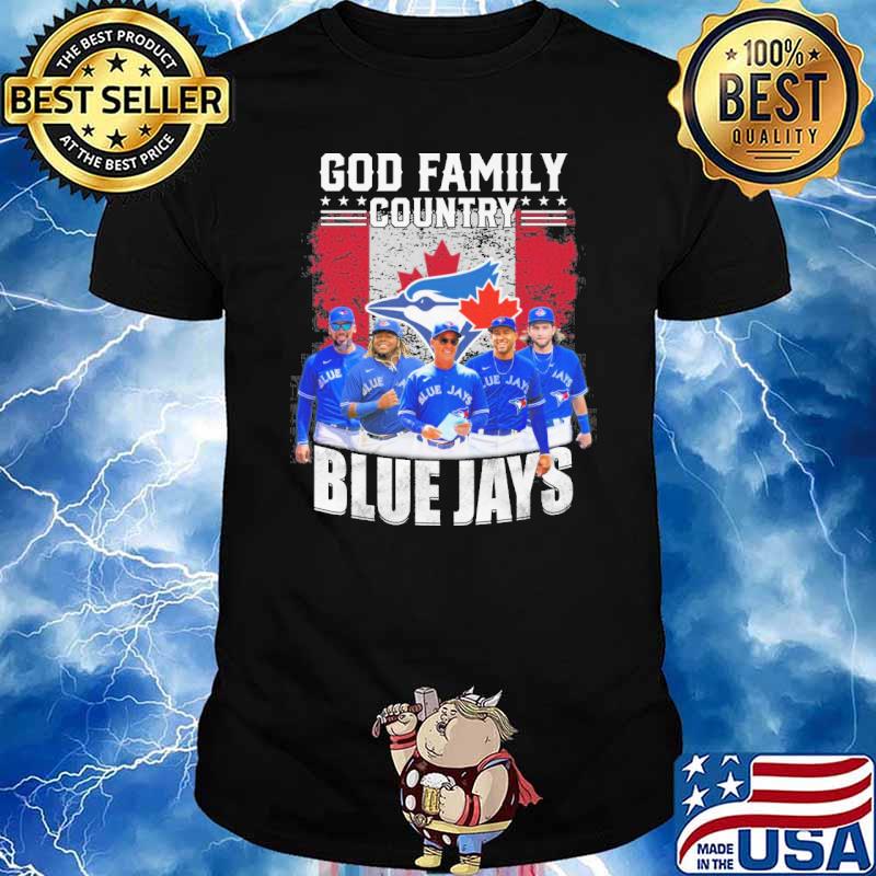 God family country Toronto Blue Jays Canada flag baseball shirt