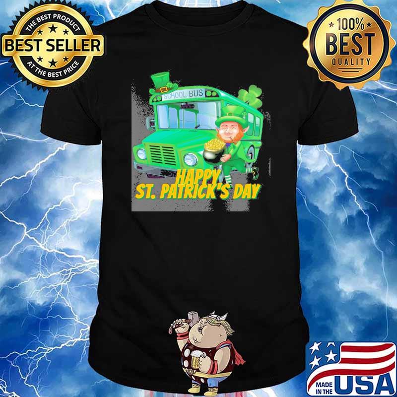 Happy St. Patrick's Day school bus shirt