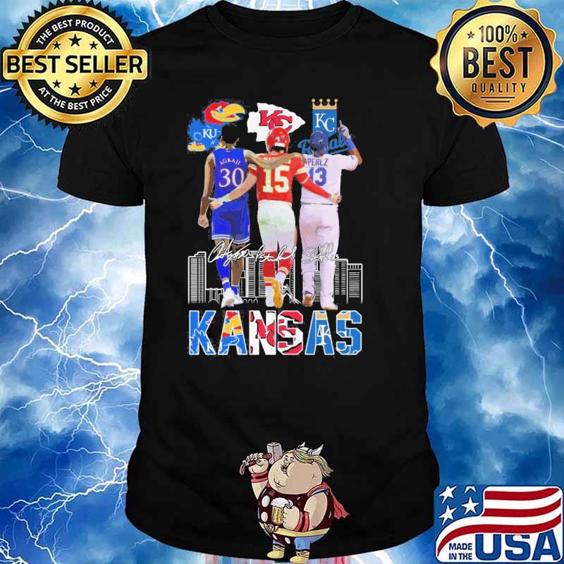 Kansas Jayhawks Chiefs Royals signatures player shirt