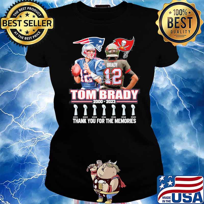 Tom Brady 2000-2023 thank you for the memories signatures shirt