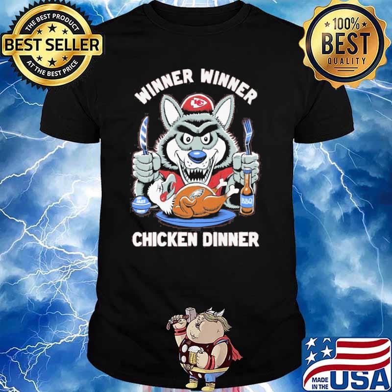 Winner winner chicken dinner Kansas city Chiefs and Eagles turkey Jazz bath BBQ fox shirt