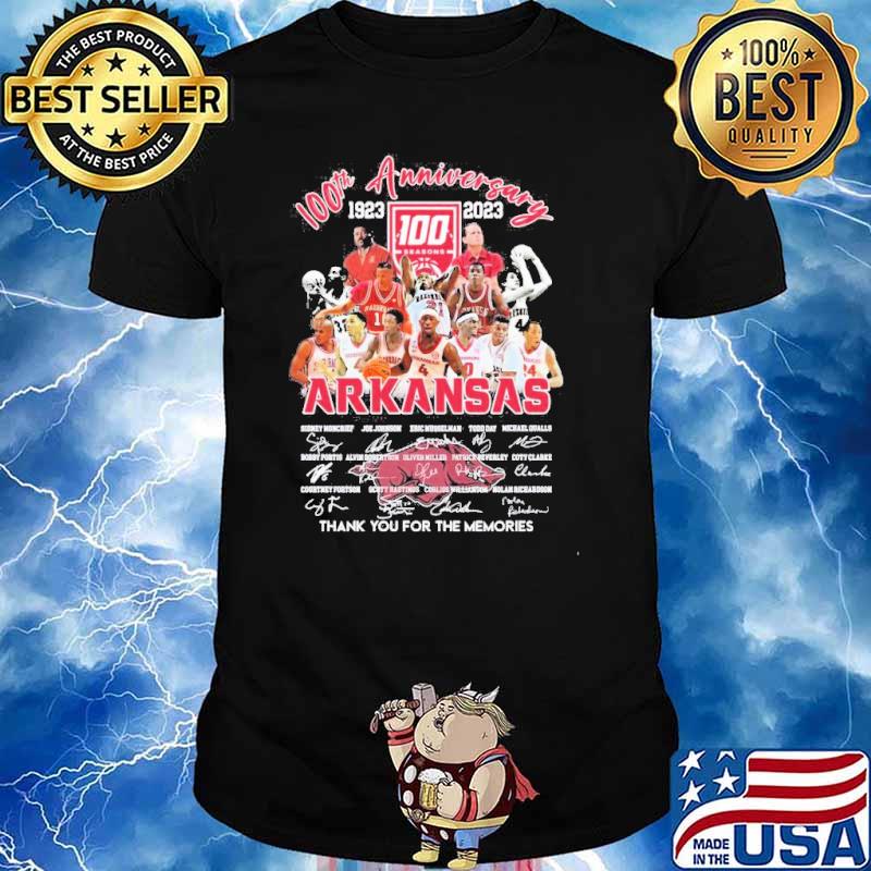 100th Anniversary 1923 2023 Arkansas Razorbacks Players Thanks You For The Memories Signatures player Shirt