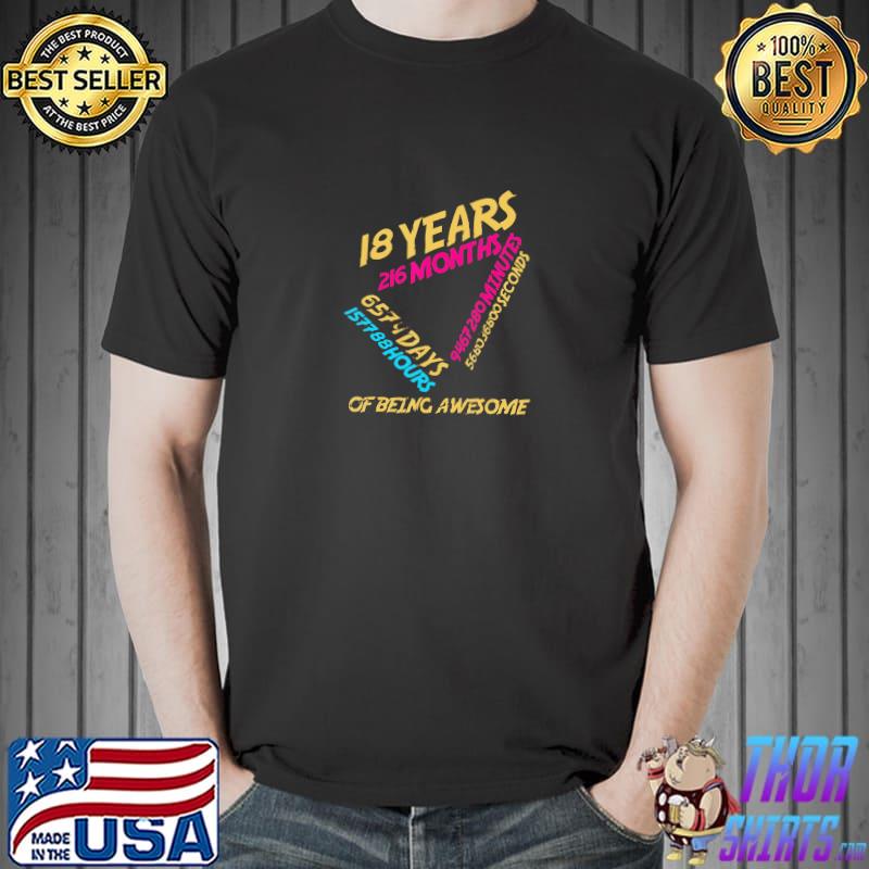 18 Years Old 216 Months Of Being Awesowme Vintage 18Th T-Shirt