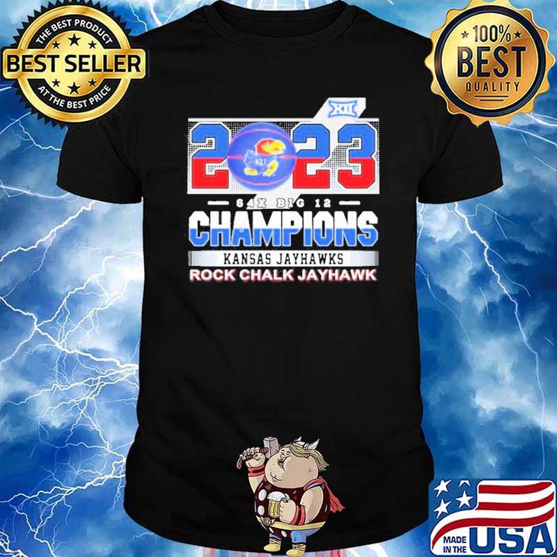 2023 64x Big 12 Champions Kansas Jayhawks Rock Chalk Jayhawk XII Shirt