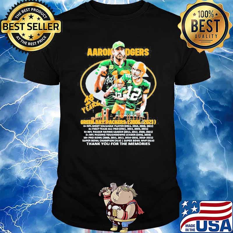 Aaron Rodgers Green Bay Packers 2005 2023 Thank You For The Memories Signature 18 years Shirt