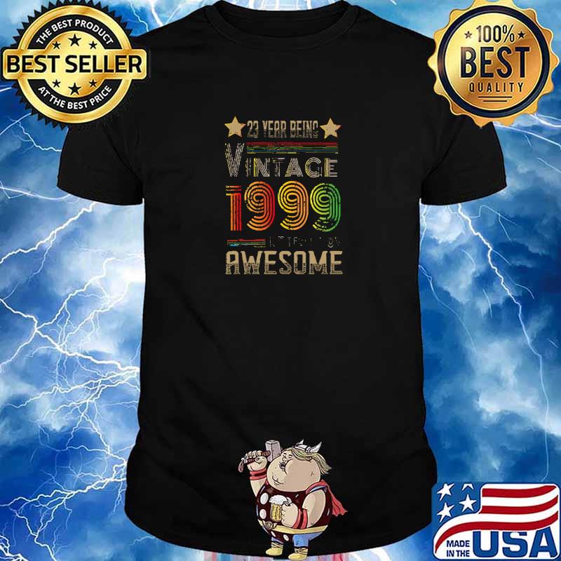 Awesome 23 Year Old Gifts Vintage 1999 Limited Edition 23th Birthday Retro Stars T-Shirt