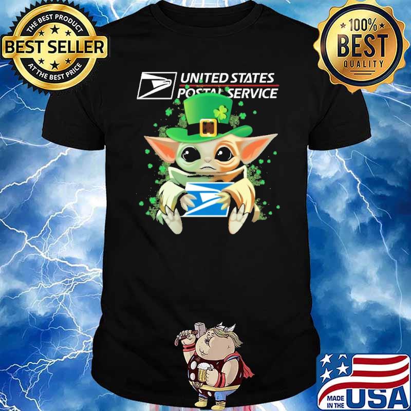 Baby yoda hug United States Postal Service St.Patrick's day shirt