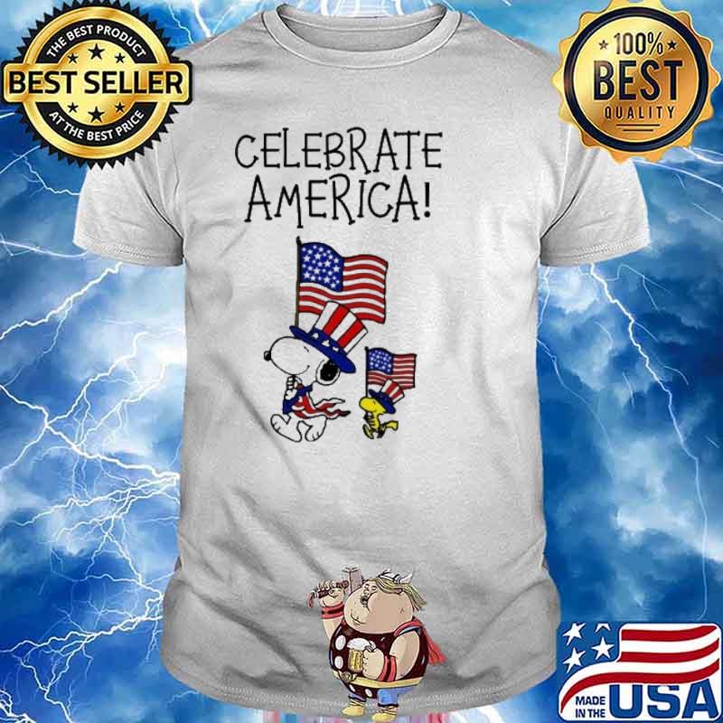 Celebrate America snoopy and woodstock flag shirt