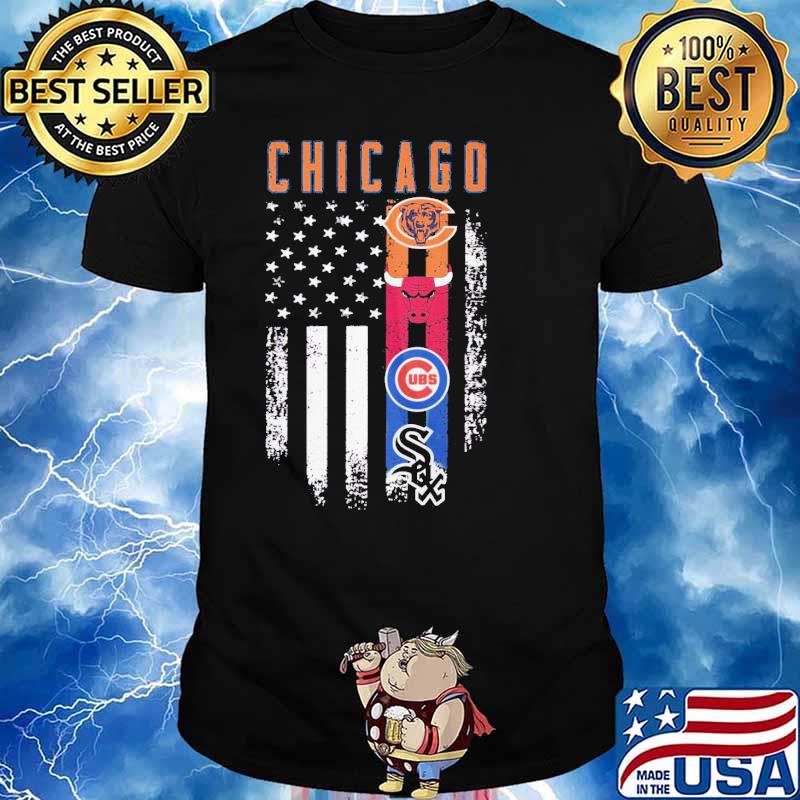 Chicago bear bull cubs sox Ameirca flag shirt