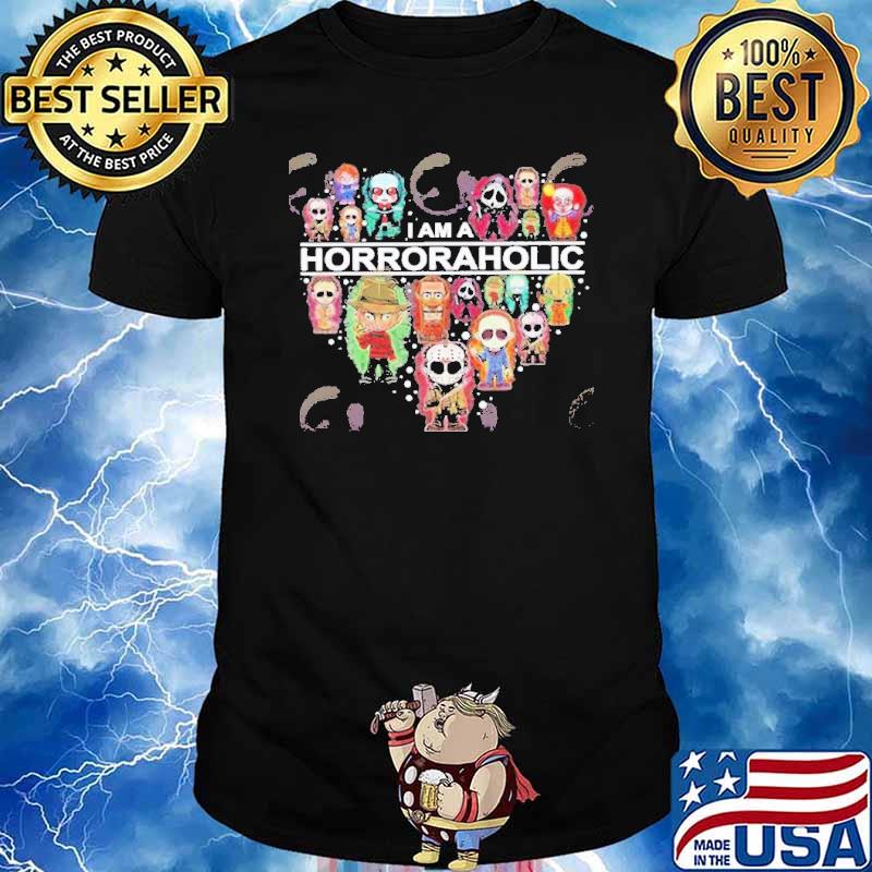 I’m a horroraholic heart horror movies character IT shirt