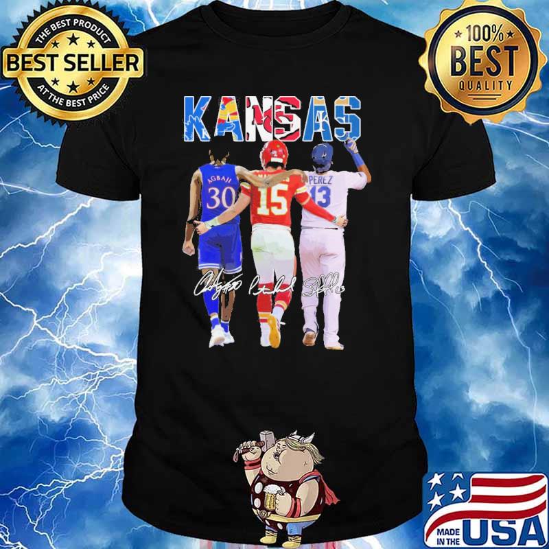 Kansas Jayhawks Ochai Agbaji Kansas City Royals perez kansas city Chiefs  signatures shirt - Guineashirt Premium ™ LLC