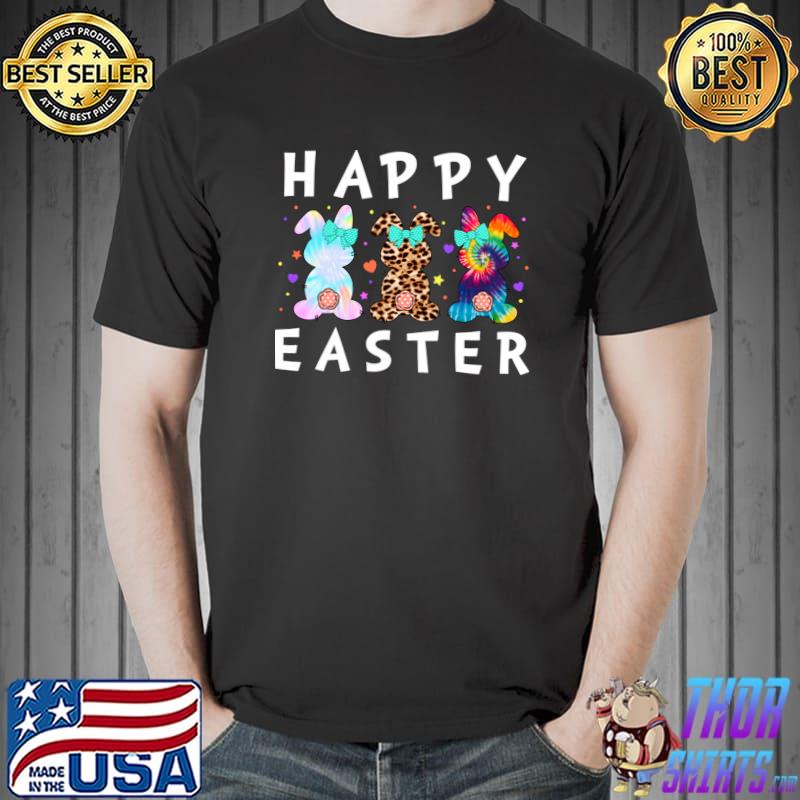Leopard Tye Die Happy Easter Cute Easter Bunny T-Shirt