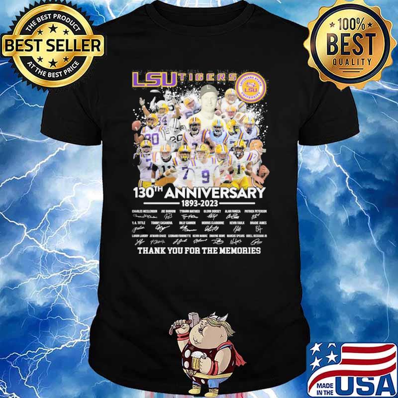 LSU Tigers 130th anniversary 1893-2023 thank you for the memories Louisiana State University signatures shirt