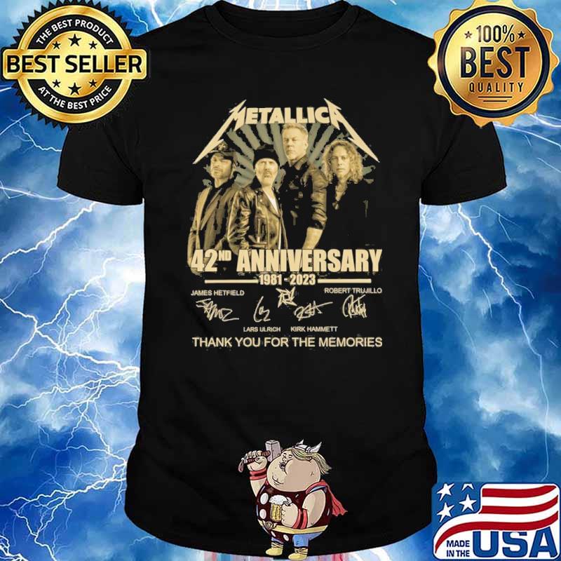 Metallic 42nd anniversary 1981-2023 thank you for the memories signatures shirt