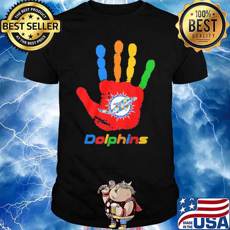 Miami Dolphins Hand color autism shirt