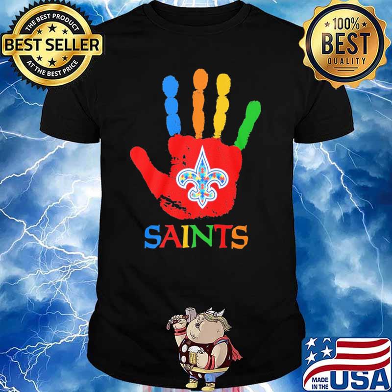 New Orleans Saints Hand color autism shirt