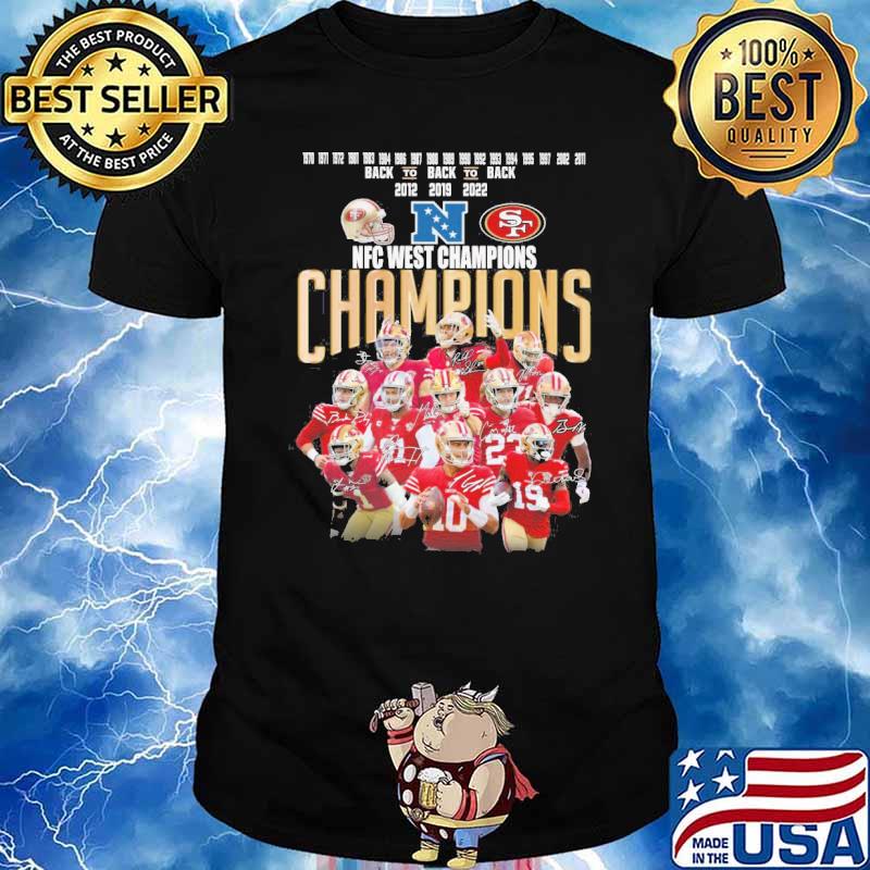 2022 NFC west Champions San Francisco 49ers signatures shirt