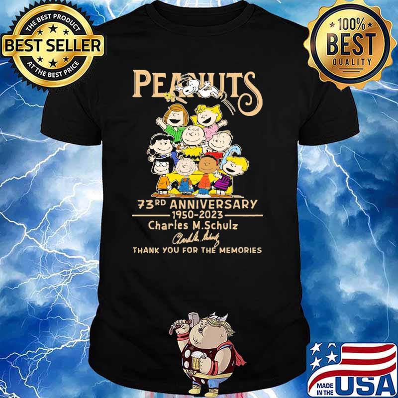 Peanuts 73rd anniversary 1950-2023 Charles M.Schulz thank you for the memories signature shirt