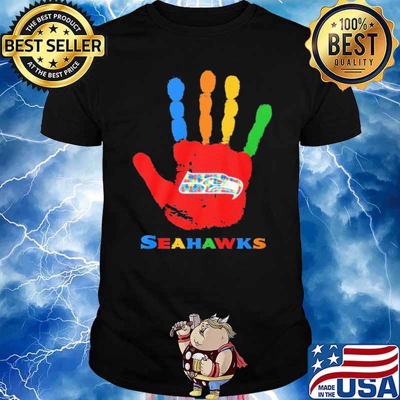 Seattle Seahawks Hand color autism shirt