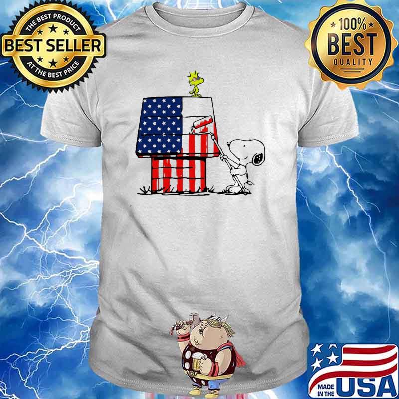 Snoopy and woodstocks pain house America flag shirt