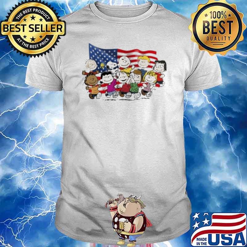 Snoopy Charlie Brown woodstocks and friends America flag shirt