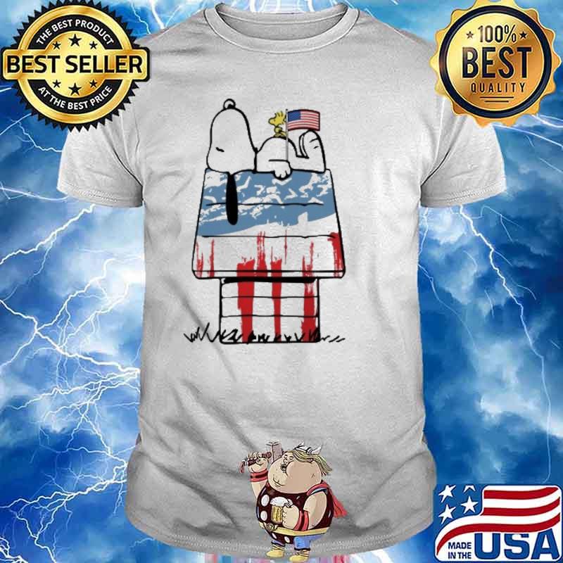 Snoopy sleep home and woodstocks America flag shirt