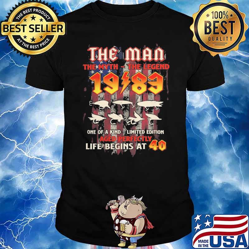 The man the myth the legend 1983 Aged Perfectly life begins at 40 America flag shirt