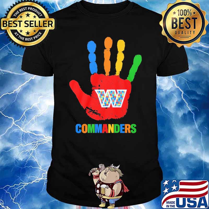 Washington Commanders Hand color autism shirt