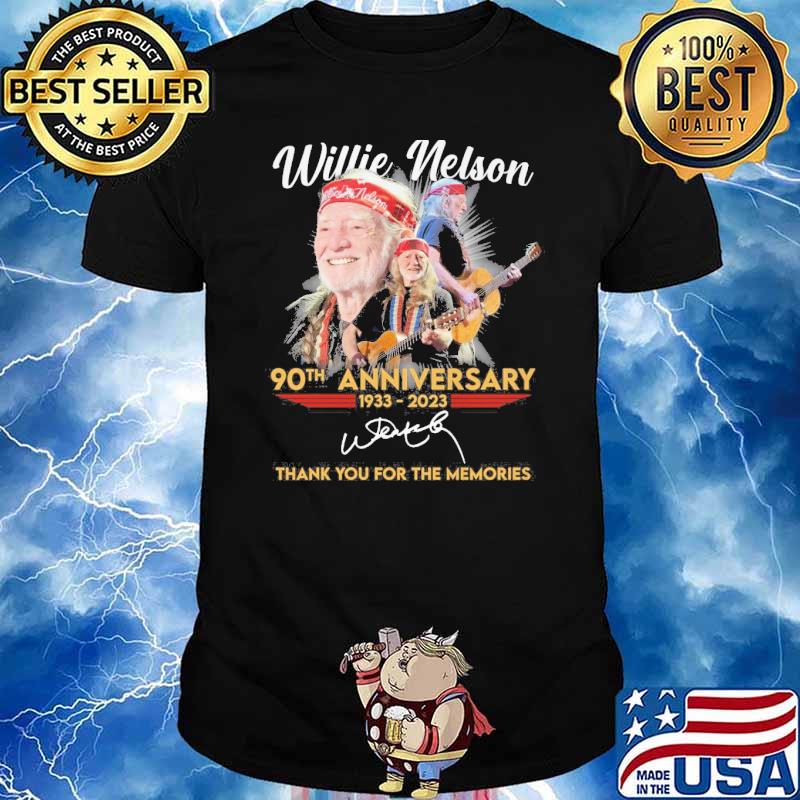 Willie Nelson 90th anniversary 1933-2023 thank you for the memories signature shirt