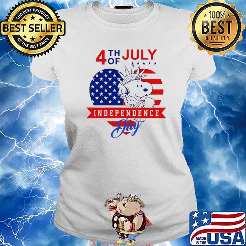 4th of July independence day snoopy america flag s Ladies tee