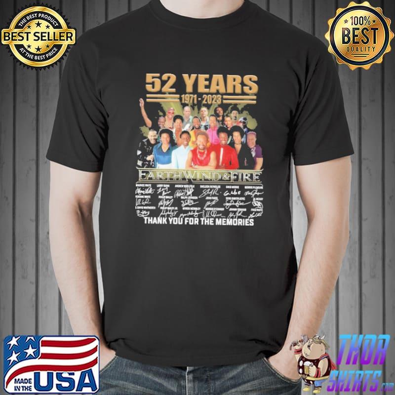 52 years 1971-2023 Earth Wind and Fire thank you for the memories signatures shirt
