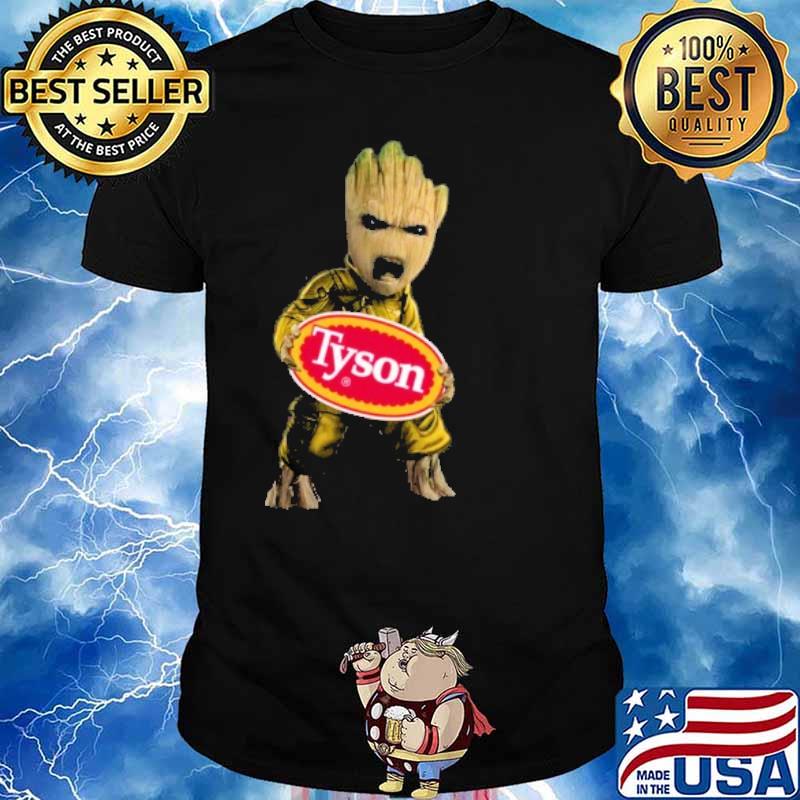 Baby Groot hug Tyson food shirt