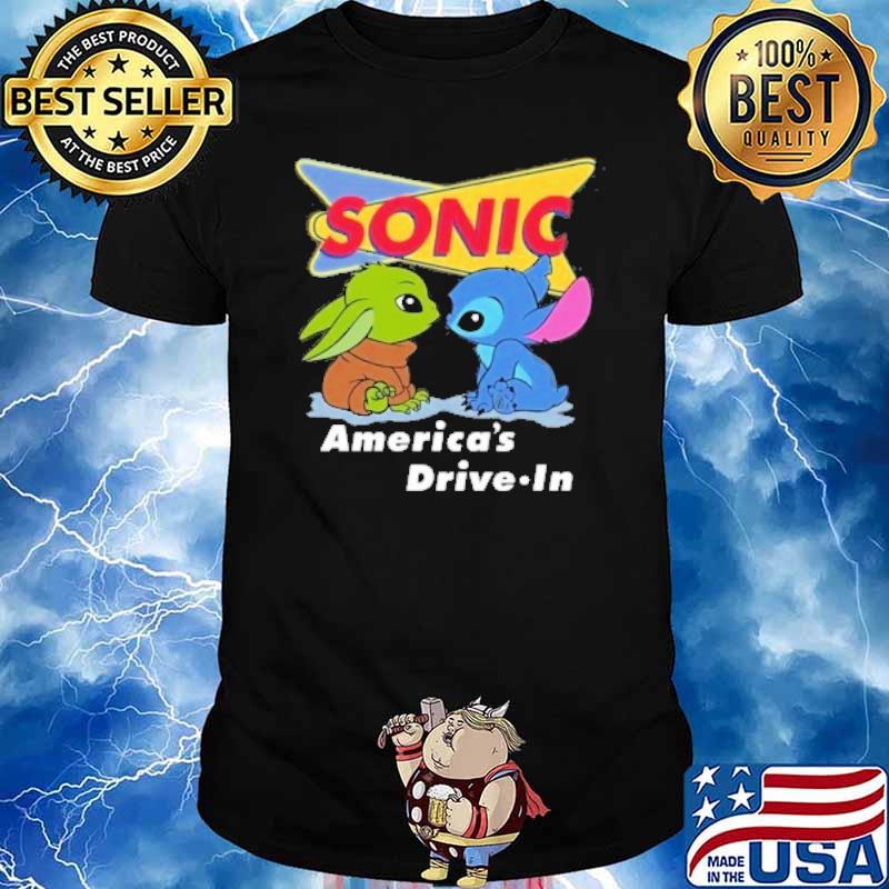 Baby yoda and stitch America's drive in SONIC DRIVE-IN shirt
